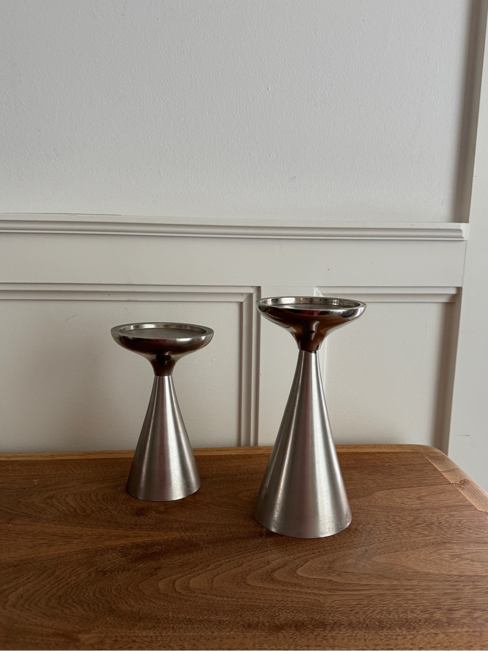 Vintage Chrome Mid-Century
Modern Candlestick Holders - set of 2